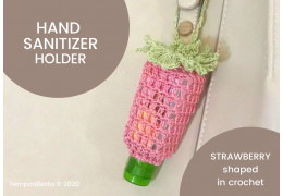 Strawberry shaped hand sanitizer holder in crochet, Pattern 2020/05/11